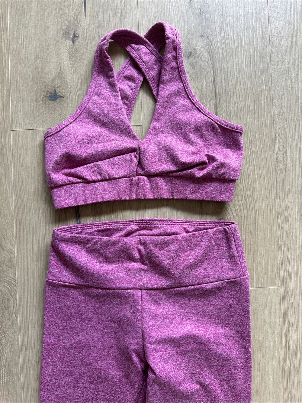 Girls' Pink Dance Active Set - Crop Top & High-Waist Leggings